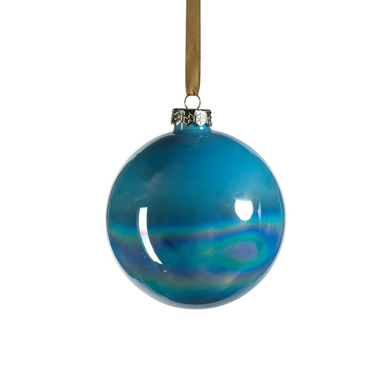 Solid Luster 4.75" Glass Ball Ornaments, Set of 4 - Blue