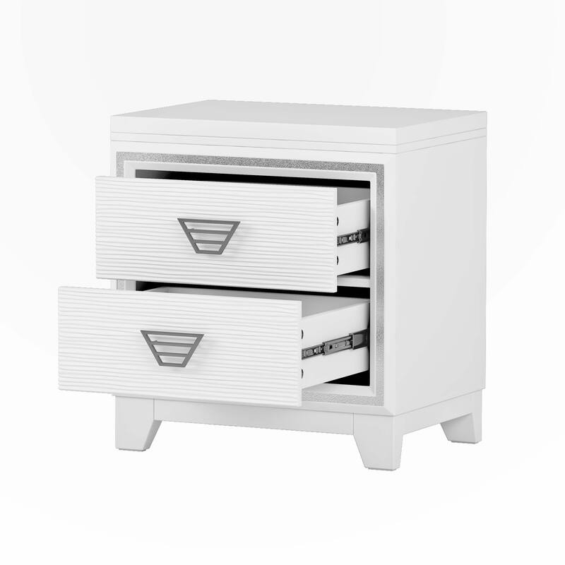 Elegant Nightstand with Metal Handle and Sparkling Shiny Decoration