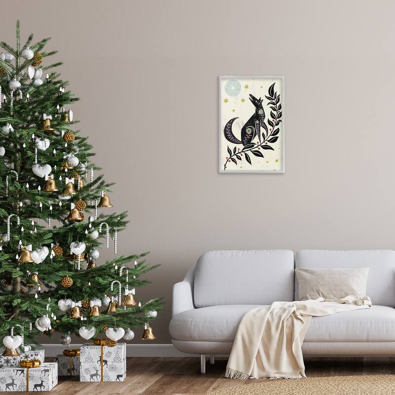Stupell Howling Winter Wolf Framed Giclee Art Design By Hannah Moren