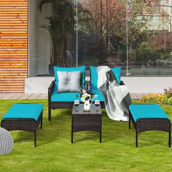 Patio set with top pull out ottoman
