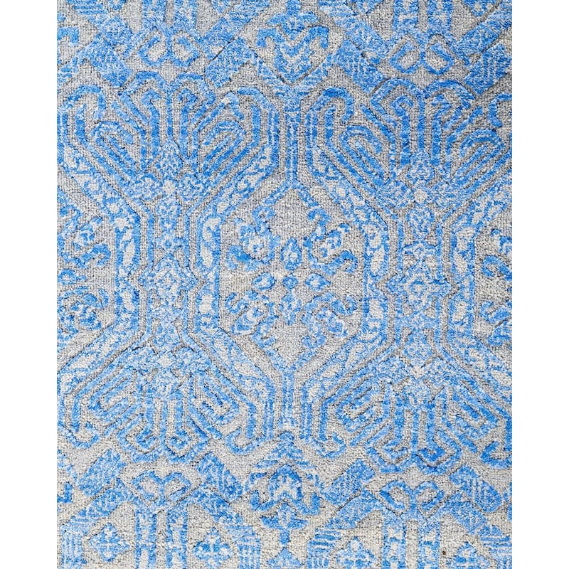 Ikat One-of-a-Kind Hand-Knotted Area Rug, Blue - 8' 0" x 10' 1"