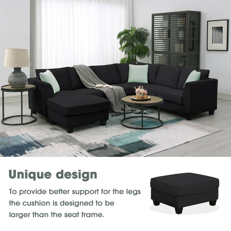 Modern Sectional Sofa with Ottoman, Modular, Spacious