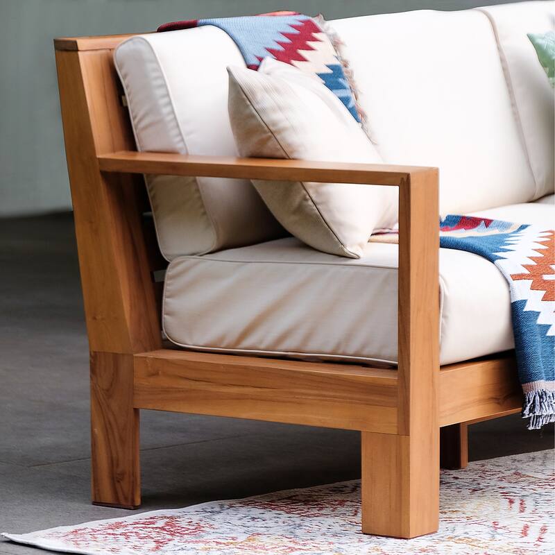 Cambridge Casual Logan 5-Piece Teak Patio Conversation Set with Sunbrella Cushion