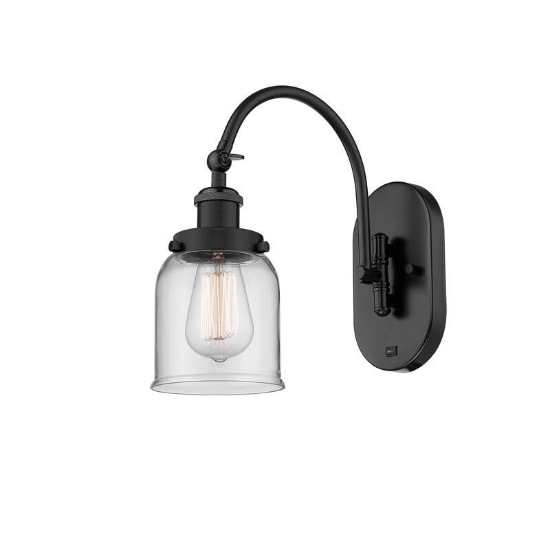 Innovations Lighting Franklin Restoration Bell - 1 Light 5" Sconce - Arm Swivels Side To Side - Clear/Matte Black
