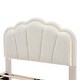 preview thumbnail 21 of 48, Twin/Full Size Upholstered Bed Frame with Flower Shaped Headboard, Elegant Platform Bed with Wooden Slats Support & LED Light