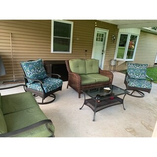 Arden Selections Sapphire Aurora Damask Outdoor Deep Seat Set