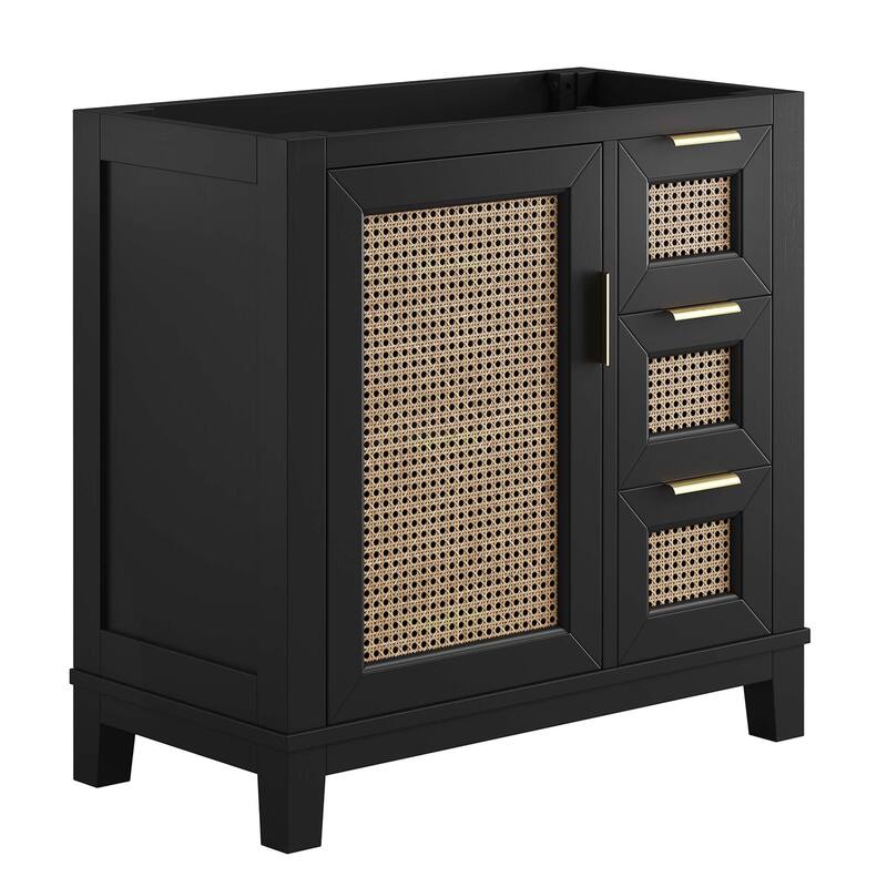 Dixie 36" Solid Wood Bathroom Vanity Cabinet (Sink Basin Not Included) - Black - Matte