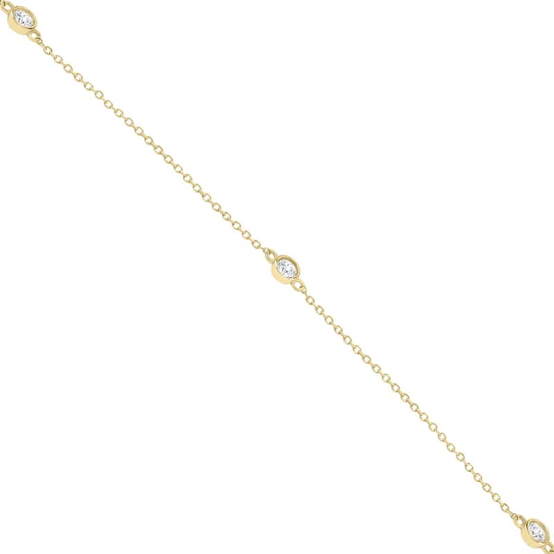 Marquee 3/4 Carat TW Bezel Set Diamond Station Necklace in 14K Yellow Gold