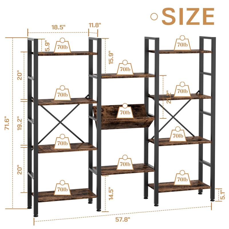 Futzca Bookshelf,Large Etagere Bookcase
