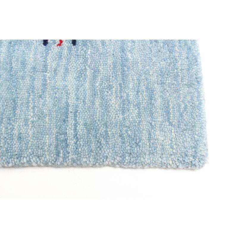 ECARPETGALLERY Hand Loomed Kashkuli Gabbeh Light Blue Wool Rug - 4'0 x 5'8