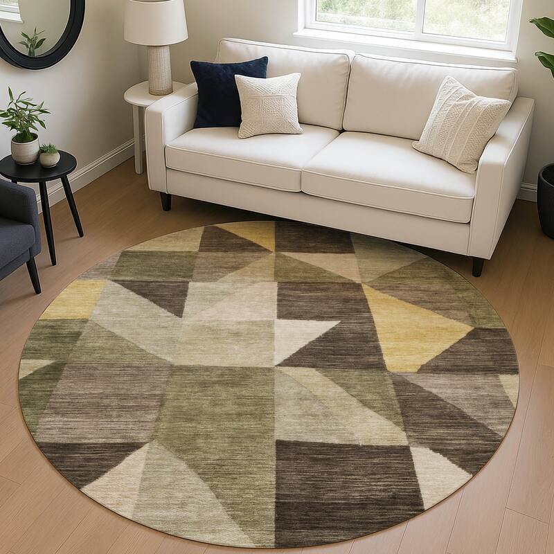 Machine Washable Indoor/ Outdoor Geo Rubi Chantille Rug