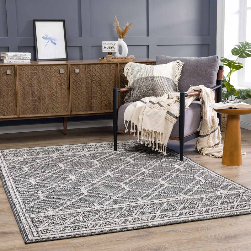 Hauteloom Butch Living Room, Bedroom Patio Outdoor Area Rug - Farmhouse - Taupe,Beige - 2' x 3'