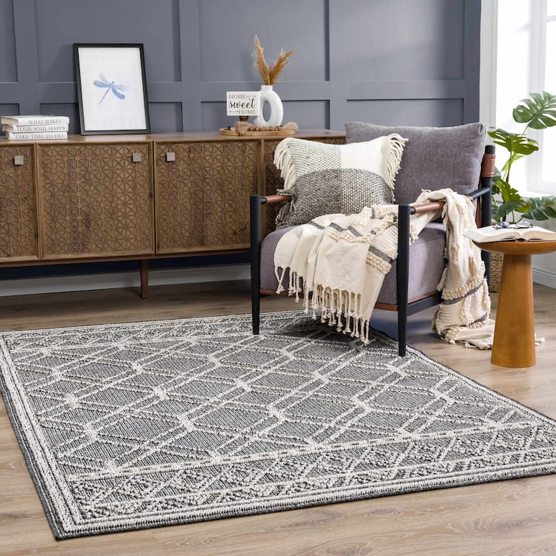 Hauteloom Butch Living Room, Bedroom Patio Outdoor Area Rug - Farmhouse - Taupe,Beige - 2' x 3'