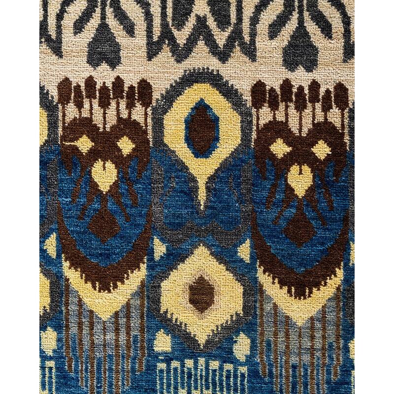 Ikat One-of-a-Kind Hand-Knotted Area Rug, Blue - 8' 0" x 10' 0"