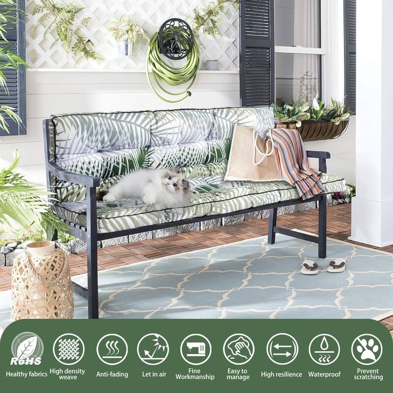 Outdoor Swing Cushions 55 inch, Waterproof Porch Swing Cushions 3 Seater Replacement with Backrest, 4" Thicken Bench Cushion