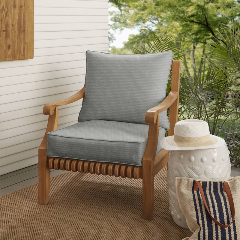 Sorra Home Outdura Solid Indoor/Outdoor Corded Deep Seating Pillow and Cushion Chair Set - 25 in x 25 in x 5 in - ETC Smoke