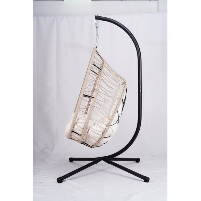 Beige Egg Shaped Hanging Chair with Stand - 24.4