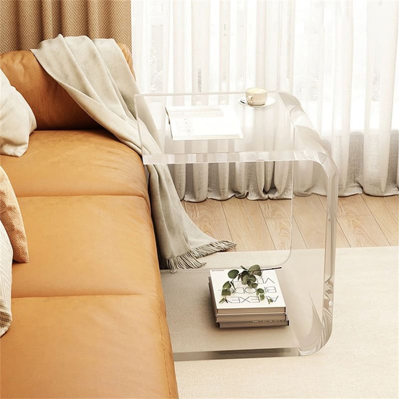 Vioelpeu Acrylic Sofa Side C Shaped Table - Clear