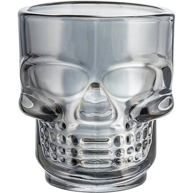 Skull-Shaped Shot Glasses Set of 6, 1.75oz - Glass Novelty Drinkware for Halloween, Parties, and Barware