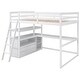 preview thumbnail 32 of 43, Multifunction Wood High Loftbed Frame with L-Shaped Desk, Shelves & 2 Built-in Drawers for Kids Teens Bedroom