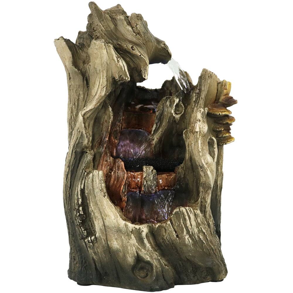 Sunnydaze Cascading Caves Fountain with LED Lights - 14" - 14-In