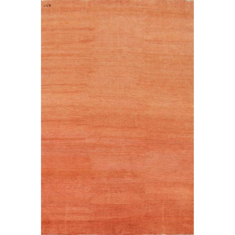 Orange Modern Gabbeh Oriental Area Rug Handmade Wool Carpet - 6'6" x 9'9"