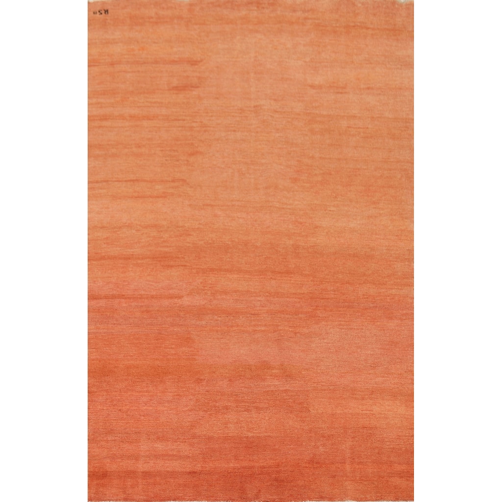 Orange Modern Gabbeh Oriental Area Rug Handmade Wool Carpet - 6'6" x 9'9"