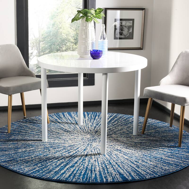 SAFAVIEH Evoke Juli Abstract Boho Burst Rug - 6'7" x 6'7" Round - Navy/Ivory