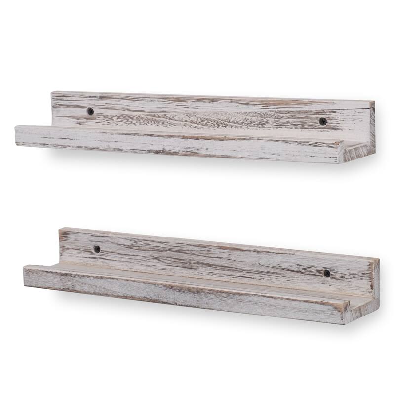 Rustic State Solid Wood Picture Ledge Wall Shelf 17 Inch - Pack of 2