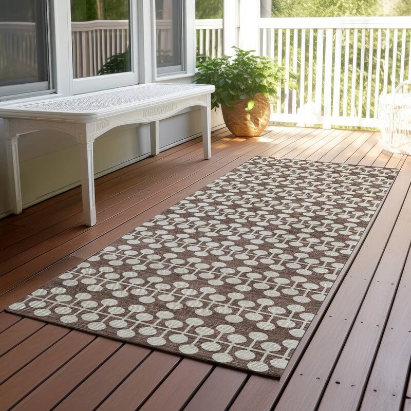 Machine Washable Indoor/ Outdoor Modern Ailey Chantille Rug - Brown - 2'3" x 7'6"