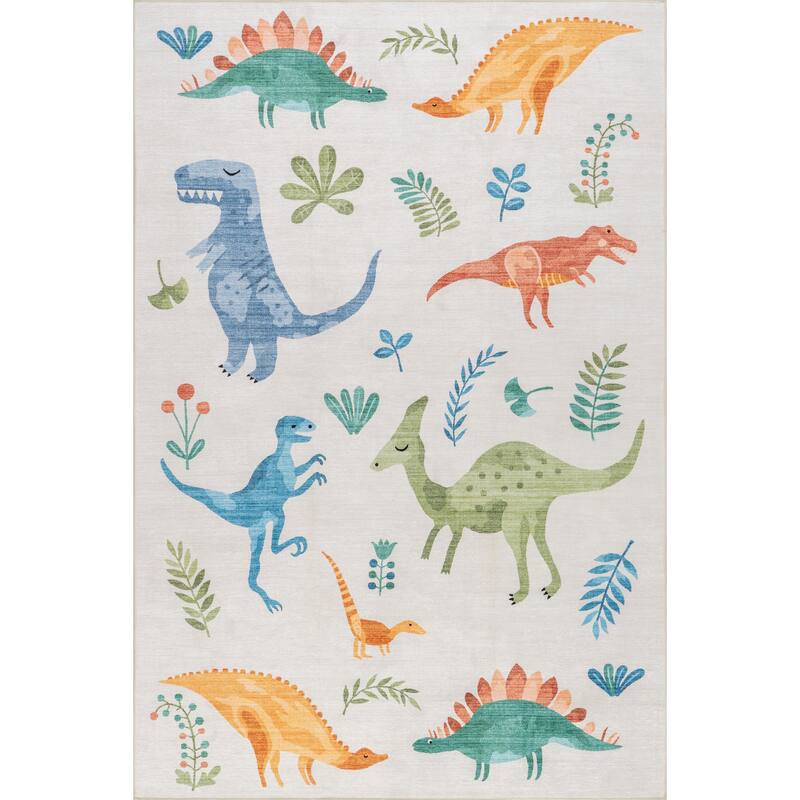Nuloom Pavani Dinosaur SplashGuard Machine Washable Kids Area Rug