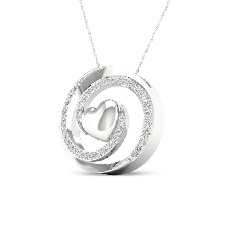 1/8ct TDW Diamond Swirl Heart Pendant in Silver for Women