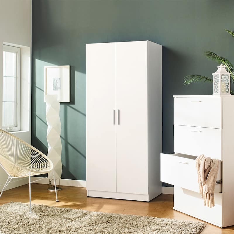 Mia Tall Shoe Cabinet with Six Shelves in White