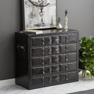 dresser with leather straps Black Wooden Vintage Faux Room Chest Buckles and Detailing - Bed Bath & Beyond mens boots