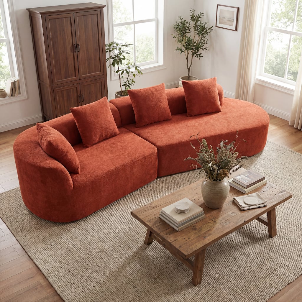 Christopher Knight Home - Modern Curved Upholstered Sectional Sofa