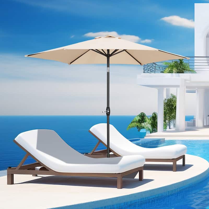 Ainfox 9ft Outdoor Patio Umbrella Without Base for Garden, Patio, Swimming Pool - Khaki