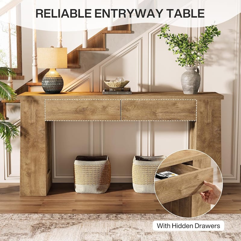 63-Inch Console Table with 2 Drawers, Modern Long Entryway Sofa Table for Hallway - 63" L x 11.8" W x 31.5" H