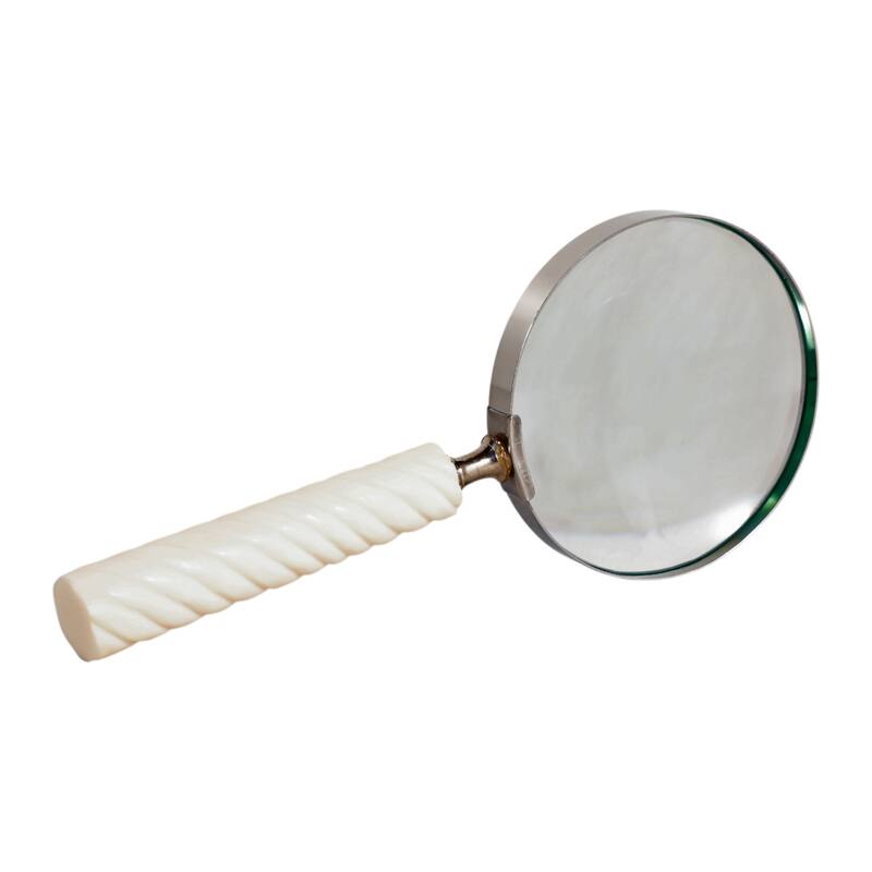 Resin Metal Magnifying Glass Decorative Textured Handle for Shelf Desk - 4" x 9" x 1"