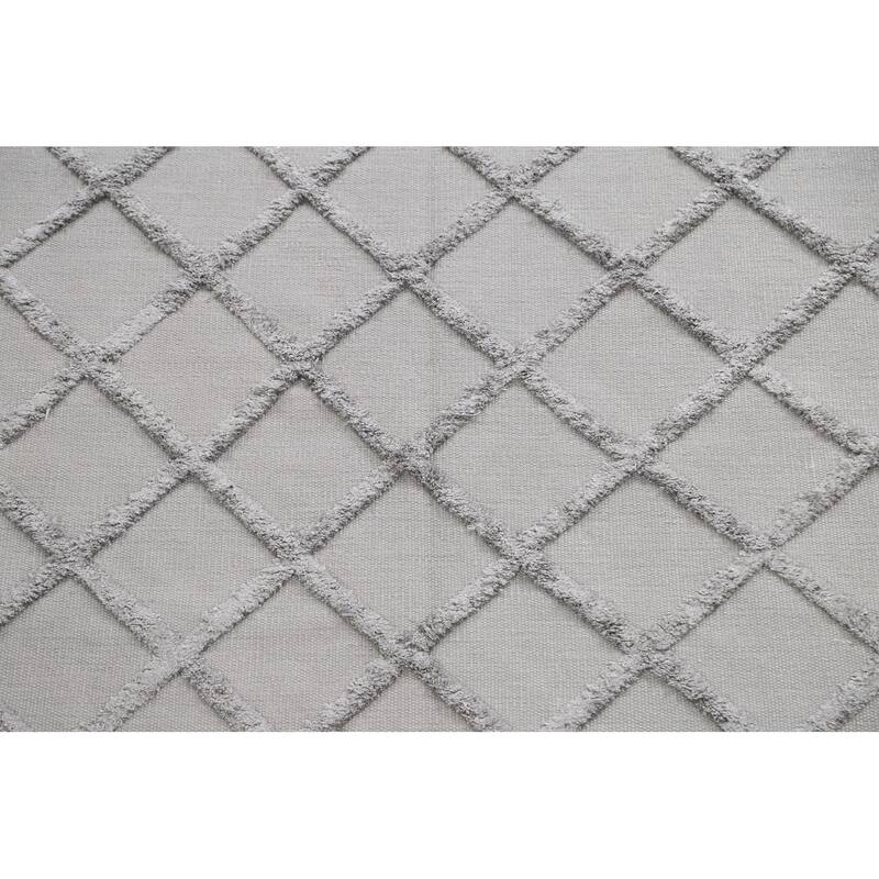 Wool/ Viscose Modern Oriental Kilim Trellis Area Rug Hand-woven - 6'1" x 8'7"