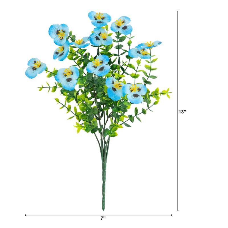 13-in UV Resistant Artificial Pansy Bush (Indoor/Outdoor) - Set of 12