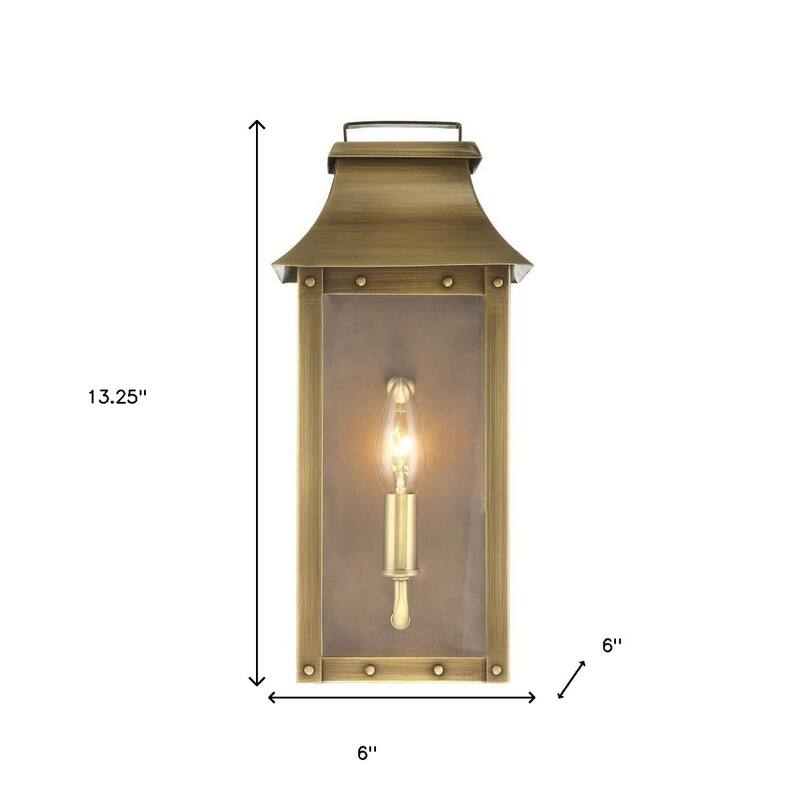 Traditional Copper Patina Wall Light with Clear Glass Design - 6” x 6” x 13.25”