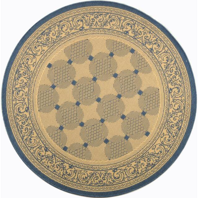 SAFAVIEH Courtyard Laurene Waterproof Patio Backyard Rug - 4' x 5'7" - Natural/Blue