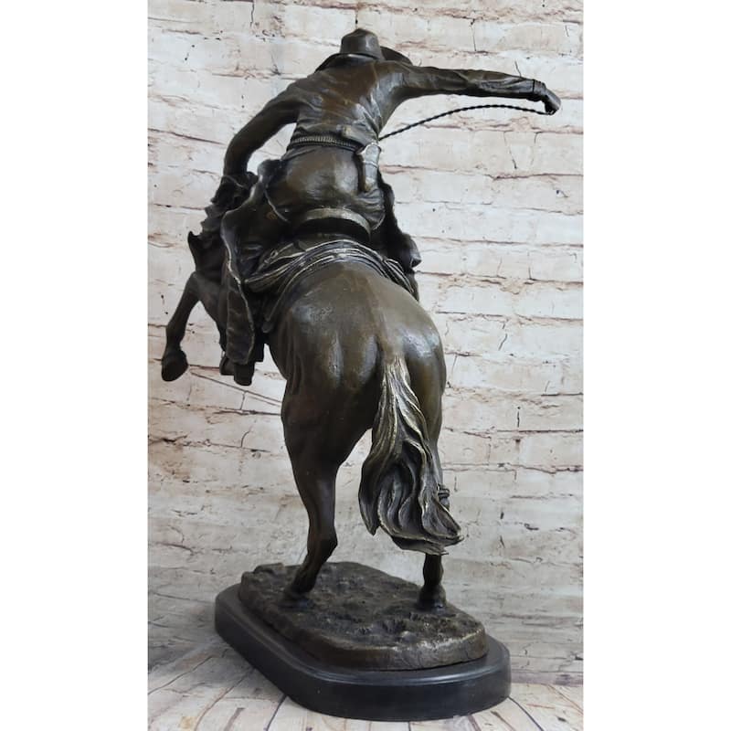 Frederic Remington Bronco Buster Bucking Horse Western Americana Bronze Statue