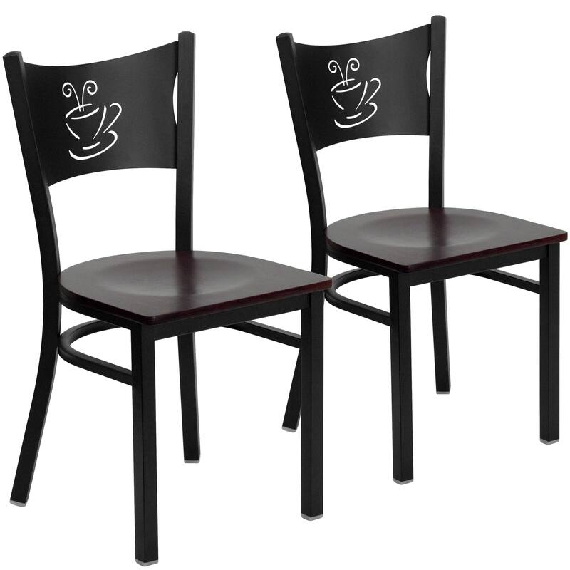 2 Pack Coffee Back Metal Restaurant Chair - 17.25"W x 20"D x 33.25"H