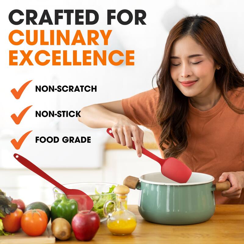 Cheer Collection 6 Piece Silicone Spatula Set for Nonstick Cookware