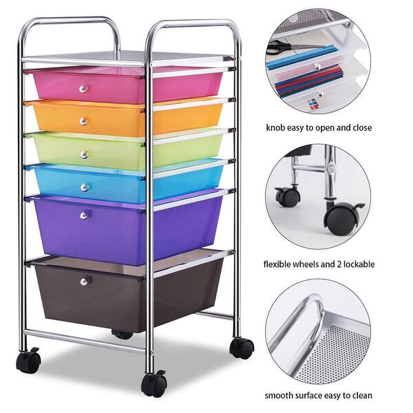 Shop Costway 6 Drawer Rolling Storage Cart Tools Scrapbook Paper