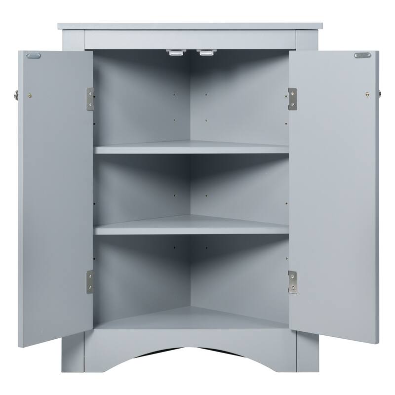 Blue Triangle Bathroom Storage Cabinet with Adjustable Shelves, Freestanding Floor Cabinet for Home Kitchen
