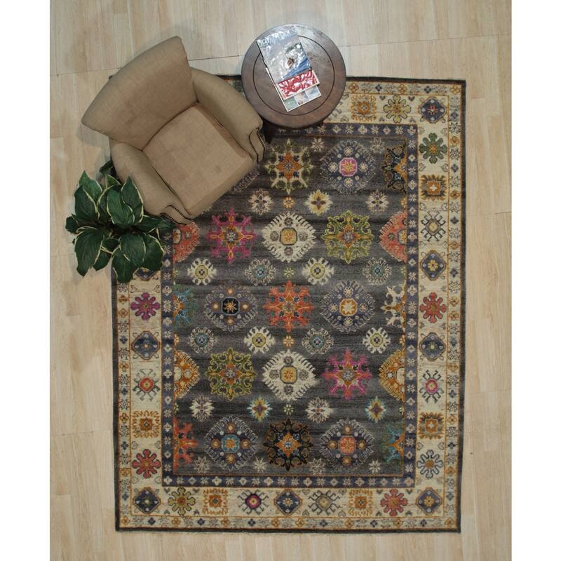Gray/Ivory Hand Knotted Wool Traditional Malayer Rug, 10' x 14', soft elegant floor accent - L