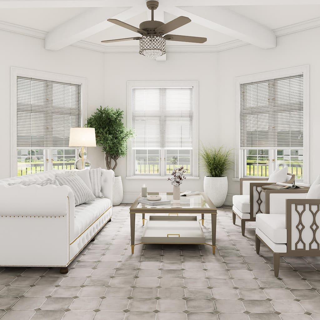 Merola Tile Laverton Octagon Gris with Taco Grafito 7-7/8" x 7-7/8" Porcelain Floor and Wall Tile