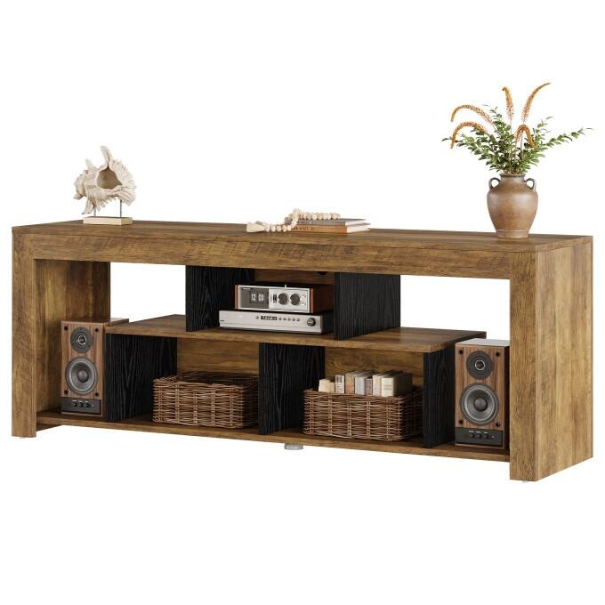 63" Rustic Wooden Console Sofa Table, Long Entryway Table with Storage